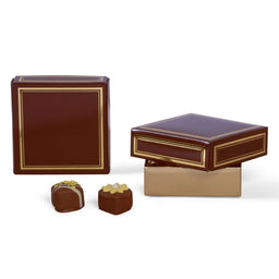 Brown/Gold Trim - Candy Box Lid - (3 oz) 3-11/16 x 3-11/16 x 1-1/8"