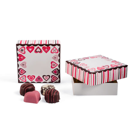 Valentine's Border - Candy Box Lid - (3 oz x 2 Layers) 3-11/16 x 3-11/16 x 1-1/8"