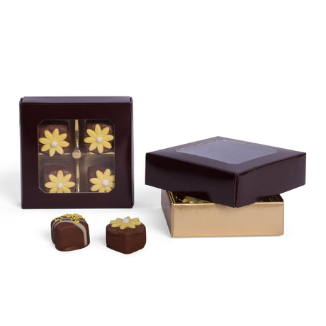 Brown Window - Candy Box Lid - (3 oz x 2 Layers) 3-11/16 x 3-11/16 x 1-1/8"
