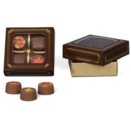 Brown Window/Gold Trim - Candy Box Lid - (3 oz x 2 Layers) 3-11/16 x 3-11/16 x 1-1/8"