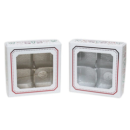 Christmas Stitch - with Window - Candy Box Lid - (3 oz) 3-11/16 x 3-11/16 x 1-1/8"