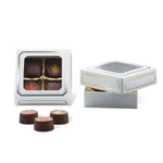 White Window/Gold Trim - Candy Box Lid - (3 oz x 2 Layers) 3-11/16 x 3-11/16 x 1-1/8"