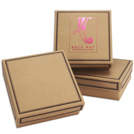 Kraft w/ Trim -   Candy Box Lid - (8 oz x 2 Layers) 5-3/4 x 5-3/4 x 1-1/8"