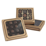 Kraft - with Window - Candy Box Lid - (8 oz x 2 Layers) 5-3/4 x 5-3/4 x 1-1/8"