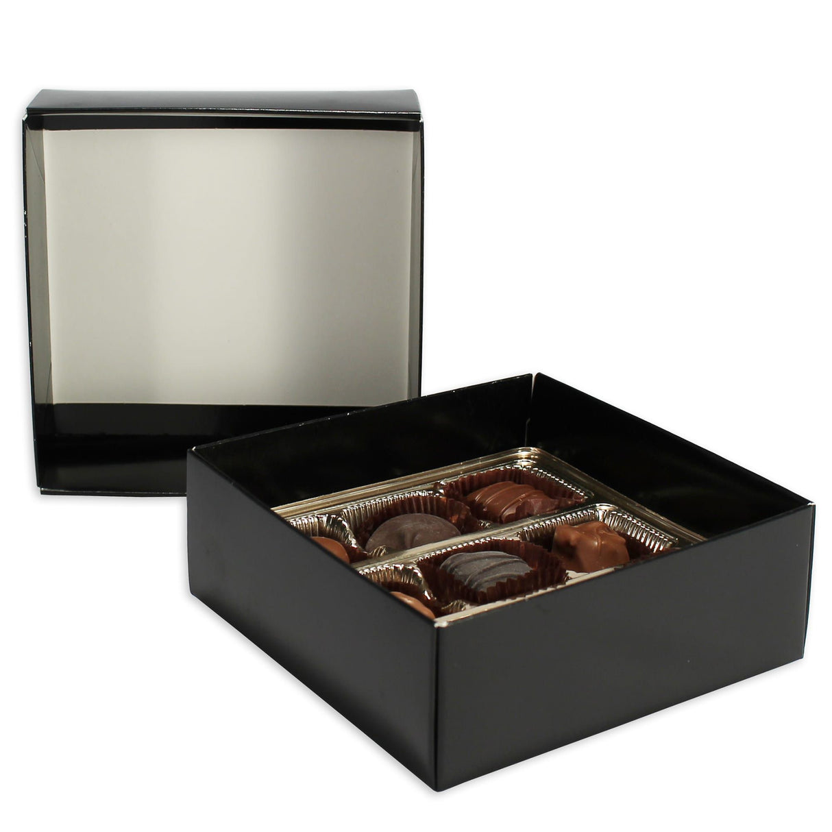 Black 2 Layer Base - Candy Box Base - (16 oz Double Layer) 5-9/16 x 5-9/16 x 2-1/8"