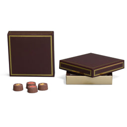 Brown/Gold Trim - Candy Box Lid - (8 oz x 2 Layers) 5-3/4 x 5-3/4 x 1-1/8"