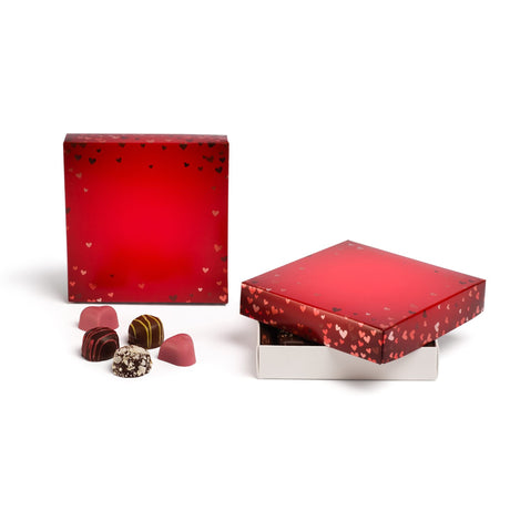 Foil Hearts - Candy Box Lid - (8 oz x 2 Layers) 5-3/4 x 5-3/4 x 1-1/8"