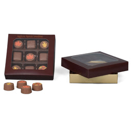 Brown Window - Candy Box Lid - (8 oz) 5-3/4 x 5-3/4 x 1-1/8"