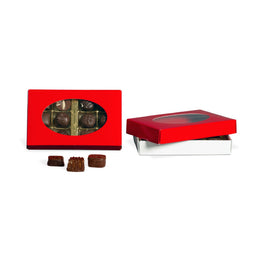 Red Window - Candy Box Lid - (1/2 lb x 2 Layers) 7-1/8 x 4-1/2 x 1-1/8"