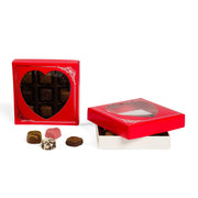 Red Heart Window - Metallic Silver Border - Candy Box Lid - (8 oz) 5-3/4 x 5-3/4 x 1-1/8"