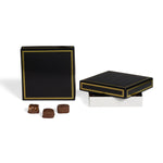 Black/Gold Trim - Candy Box Lid - (8 oz x 2 Layers) 5-3/4 x 5-3/4 x 1-1/8"