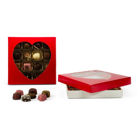 Red Heart Window - Candy Box Lid - (16 oz) 7-3/4 x 7-3/4 x 1-1/8"
