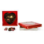Red Heart Window/Gold Trim - Candy Box Lid - (16 oz) 7-3/4 x 7-3/4 x 1-1/8"