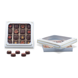 White Window/Gold Trim - Candy Box Lid - (16 oz) 7-3/4 x 7-3/4 x 1-1/8"