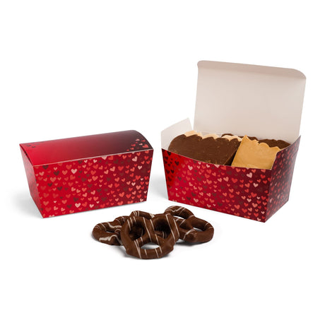 Foil Hearts - Ballotin Box - (1 lb) 6-3/4 x 3-3/4 x 3-1/2"