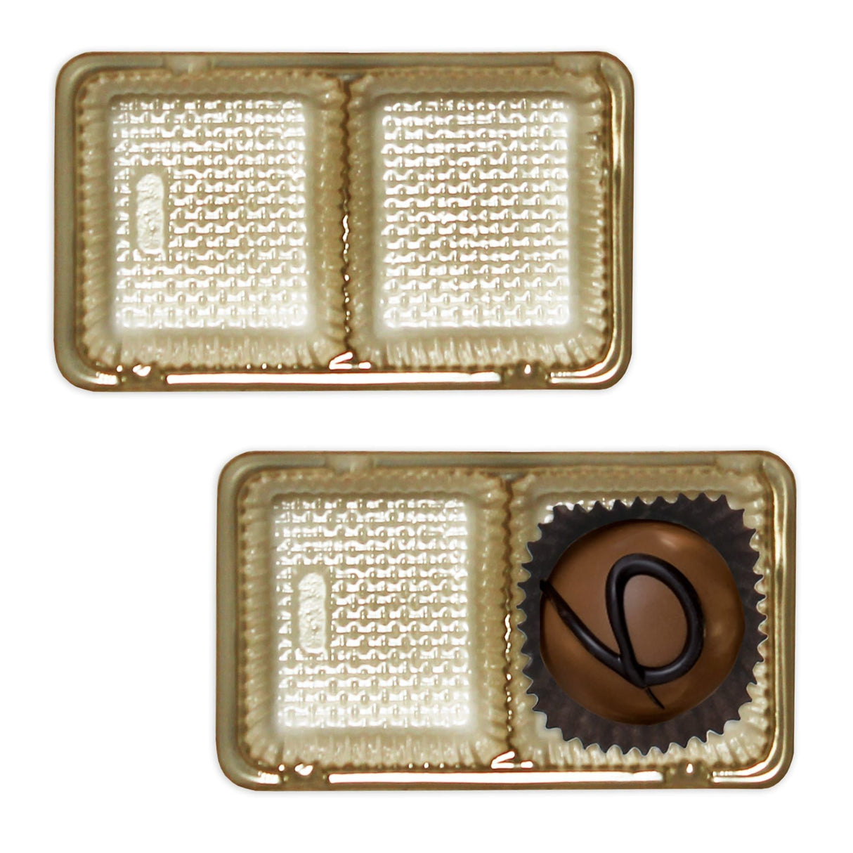 Gold - 1918 Ballotin Tray - (2 oz) 2-5/16 x 1-3/4 x 15/16" (2 cavities)