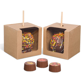 Kraft - with Window - Apple Box - 4 x 4 x 4"