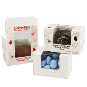 White Window - Egg Mold Candy Box - (1/4 lb) 3-5/8 x 2-3/8 x 2-3/8"