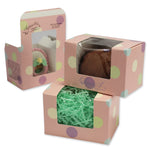 Pink - Polka Dots - Egg Mold Candy Box - (1/2 lb) 4-5/8 x 3-1/8 x 3-1/8"