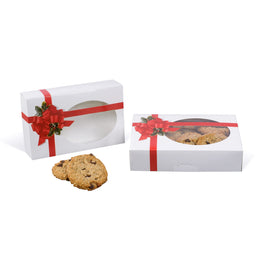 Ribbon 'N' Holly Window - Cookie Box - 8-1/2 x 5-3/8 x 2"