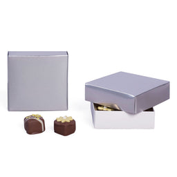 Silver - Candy Box Lid - (3 oz) 3-11/16 x 3-11/16 x 1-1/8"