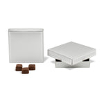 Silver/Silver Trim - Candy Box Lid - (8 oz x 2 Layers) 5-3/4 x 5-3/4 x 1-1/8"