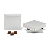 Silver/Silver Trim - Candy Box Lid - (8 oz x 2 Layers) 5-3/4 x 5-3/4 x 1-1/8"