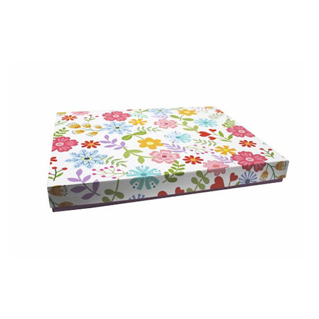 Spring Flowers - Lilac Base - Rigid Candy Box - Lid & Base - (1 lb) 10-1/2 x 8-1/8 x 1-1/8"