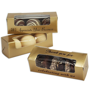 Gold Foil Window - Die Cut Candy Box - 4-7/8 x 1-5/8 x 1-5/8"