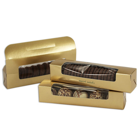 Gold Foil Window - Die Cut Candy Box - 7-3/4 x 1-5/8 x 1-5/8"