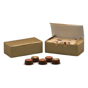 Gold Foil - Folding Candy Box - (1/2 lb) 5-1/2 x 2-3/4 x 1-3/4"