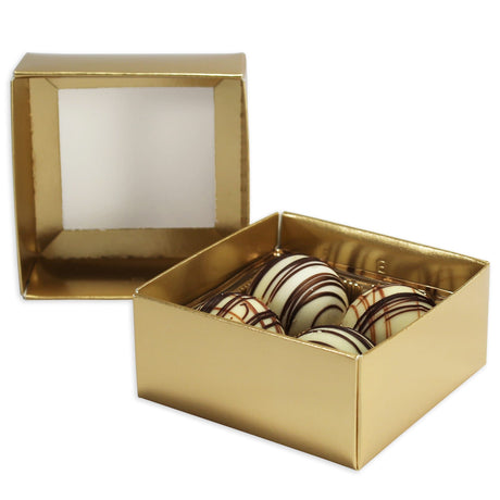 Gold Foil Deep Base - Candy Box Base - (3 oz Deep) 3-1/2 x 3-1/2 x 1-5/8"