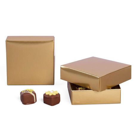 Gold - Candy Box Lid - (3 oz x 2 Layers) 3-11/16 x 3-11/16 x 1-1/8"