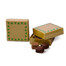 Holly & Berries Border - Candy Box Lid - (3 oz) 3-11/16 x 3-11/16 x 1-1/8"