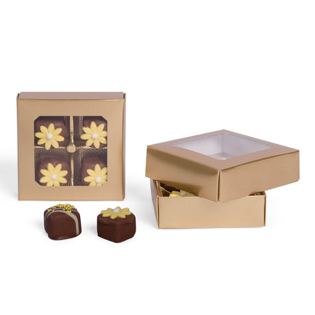 Gold Window - Candy Box Lid - (3 oz) 3-11/16 x 3-11/16 x 1-1/8"