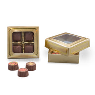 Gold Window/Gold Trim - Candy Box Lid - (3 oz x 2 Layers) 3-11/16 x 3-11/16 x 1-1/8"