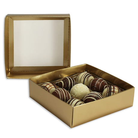 Gold Foil Deep Base - Candy Box Base - (8 oz Deep) 5-9/16 x 5-9/16 x 1-5/8"