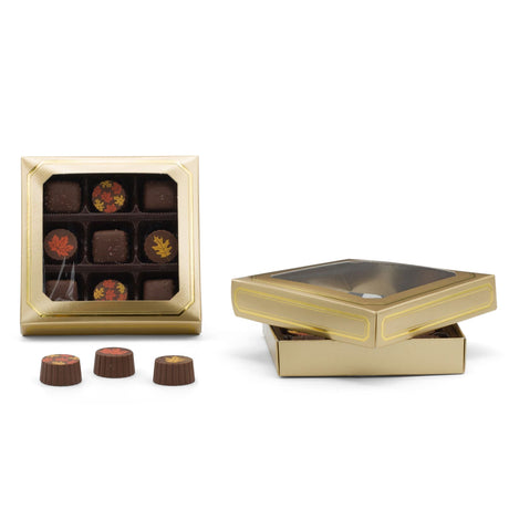 Gold Window/Gold Trim - Candy Box Lid - (8 oz x 2 Layers) 5-3/4 x 5-3/4 x 1-1/8"