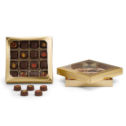 Gold Window/Gold Trim - Candy Box Lid - (16 oz x 2 Layers) 7-3/4 x 7-3/4 x 1-1/8"