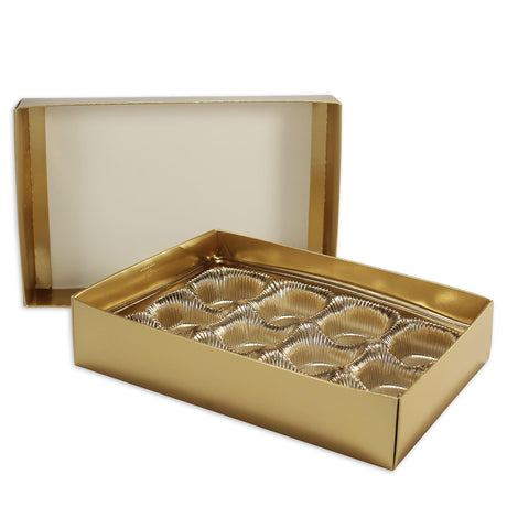 Gold Foil Deep Base - Candy Box Base - (1/2 lb Deep) 7 x 4-3/8 x 1-5/8"