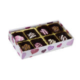 Watercolor Valentine Hearts - Clear Lid - Rigid Candy Box - Lid & Base - (1/4 lb) 6-1/2 x 3-1/2 x 1-1/8"