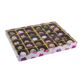 Watercolor Valentine Hearts - Clear Lid - Rigid Candy Box - Lid & Base - (1 lb) 10-1/2 x 8-1/8 x 1-1/8"