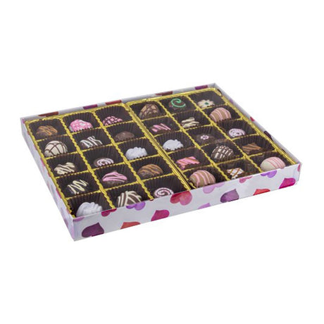 Watercolor Valentine Hearts - Clear Lid - Rigid Candy Box - Lid & Base - (1 lb) 10-1/2 x 8-1/8 x 1-1/8"