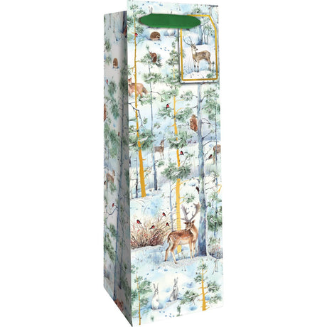 Snowy Woodland - Wine Bag - 4-1/2 x 4-1/2 x 14"
