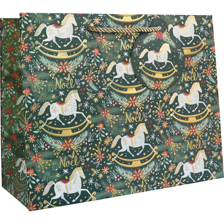 Rocking Horse Noel - Gift Bag - 12-1/2 x 5 x 10"