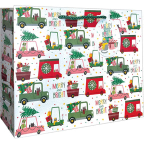 Christmas Cats in Cars - Gift Bag - 12-1/2 x 5 x 10"