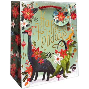 Festive Dinosaurs - Gift Bag - 8 x 4 x 10"