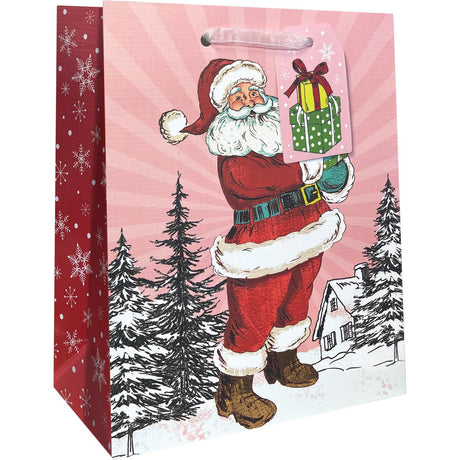 Retro Santa - Gift Bag - 8 x 4 x 10"