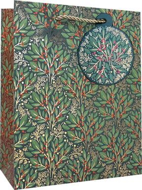 Holly Tapestry - Gift Bag - 8 x 4 x 10"