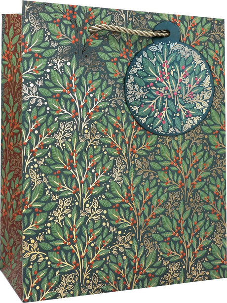 Holly Tapestry - Gift Bag - 8 x 4 x 10"